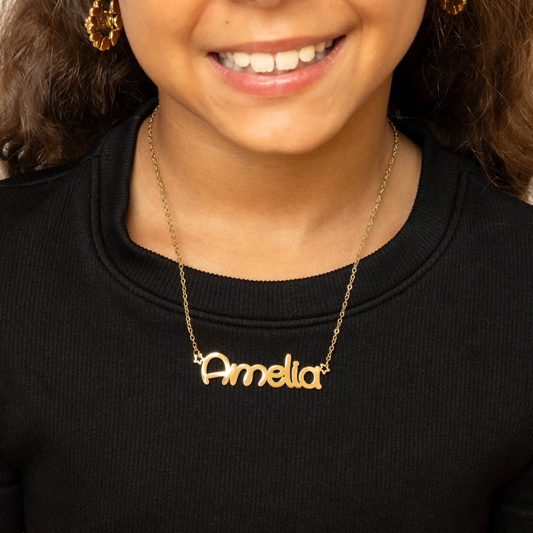 Kids Daisy Name Star Necklace