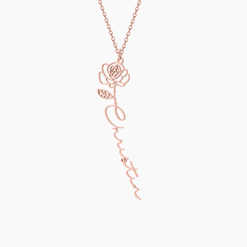 Birth Flower Name Necklace