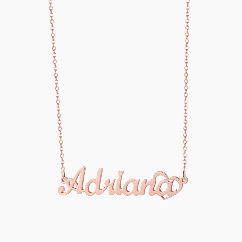 Crescent Heart Name Necklace