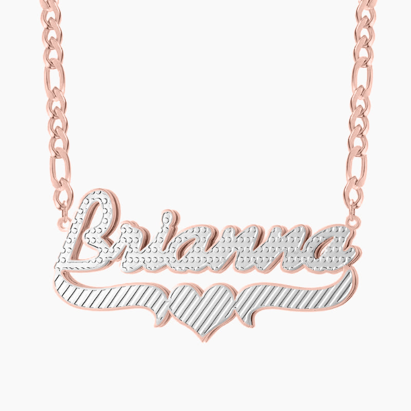 Double Plated Heart Script Name Necklace