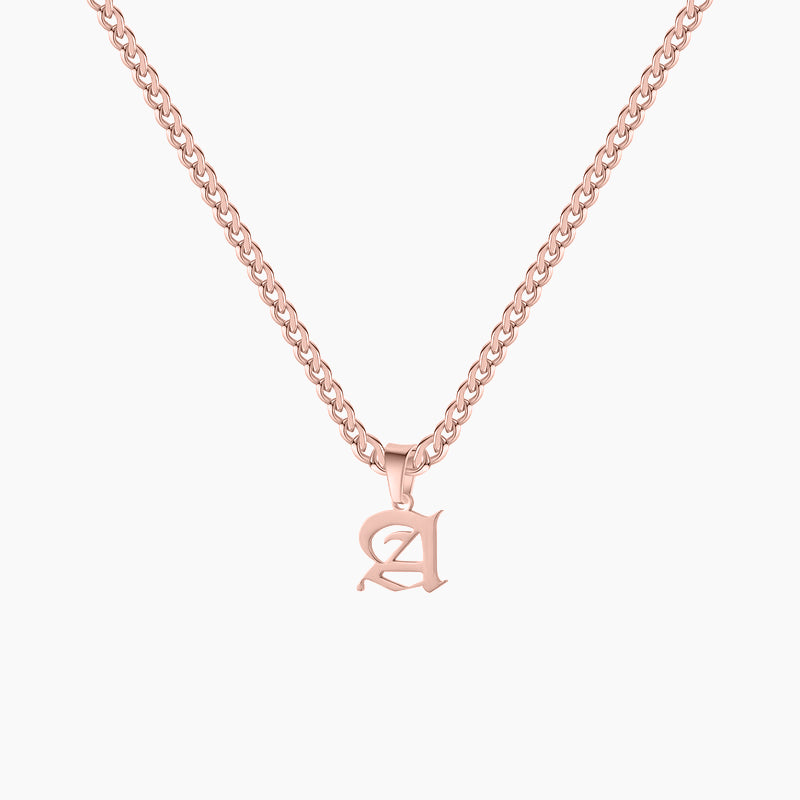 Gothic Letter Necklace w/ Cuban Chain