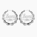 Heart Name Bamboo Hoop Earrings