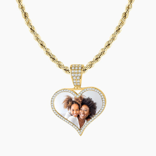 Kids Iced Photo Pendant w/ Rope Chain