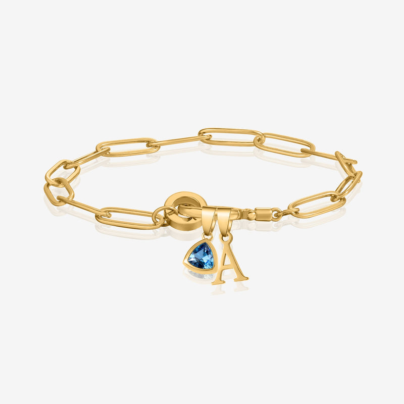 Initial Birthstone w/ Paper Clip Bracelet | Bracelets by DORADO