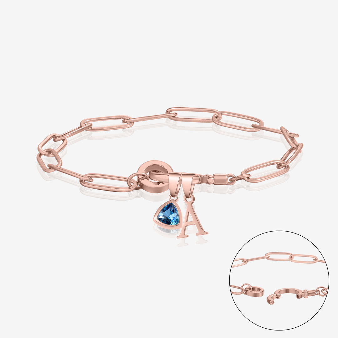 Initial Birthstone w/ Paper Clip Bracelet | Bracelets by DORADO