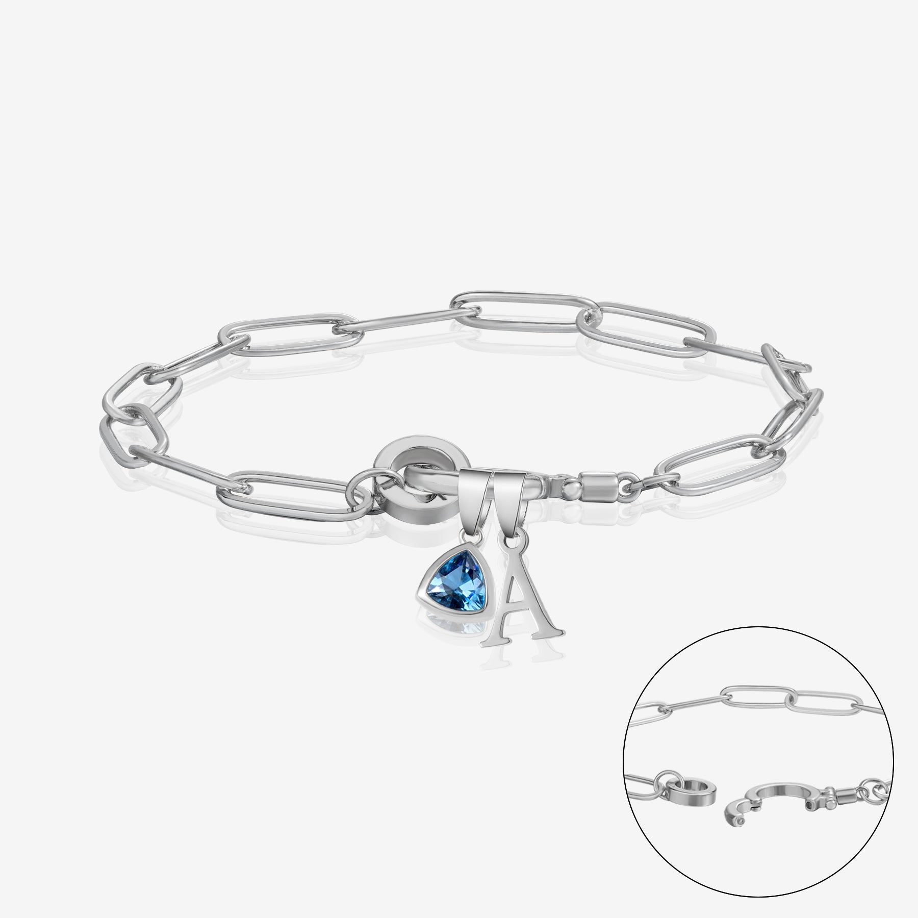 Initial Birthstone w/ Paper Clip Bracelet | Bracelets by DORADO