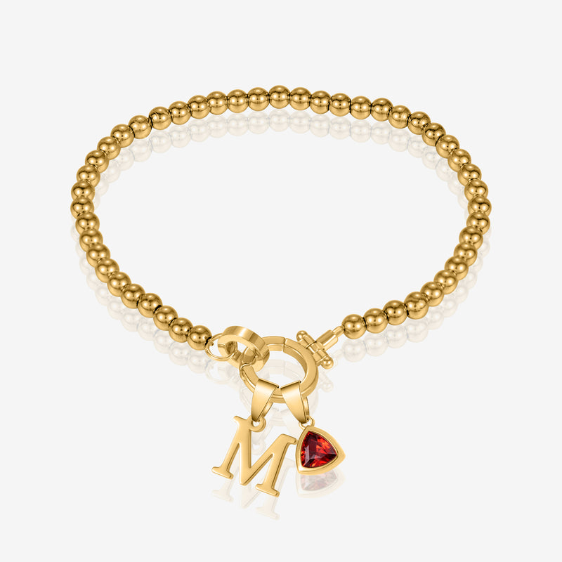 Initial Birthstone w/ Bead Bracelet | Bracelets by DORADO