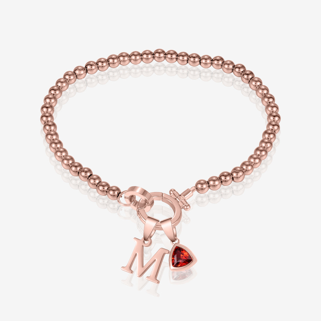Initial Birthstone w/ Bead Bracelet | Bracelets by DORADO