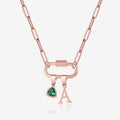 Initial Birthstone w/ Paper Clip Chain | Necklaces by DORADO