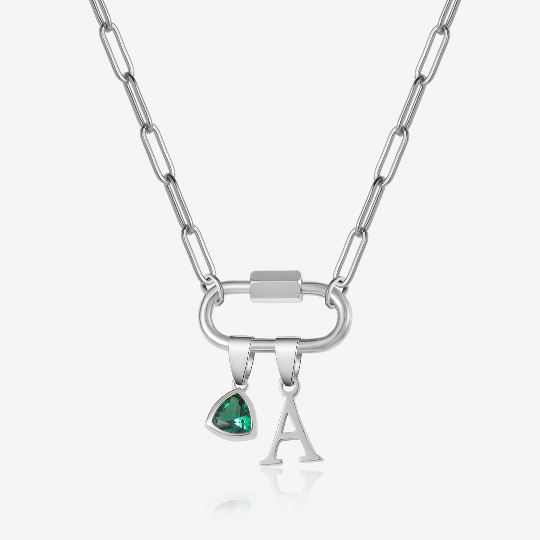 Initial Birthstone w/ Paper Clip Chain | Necklaces by DORADO