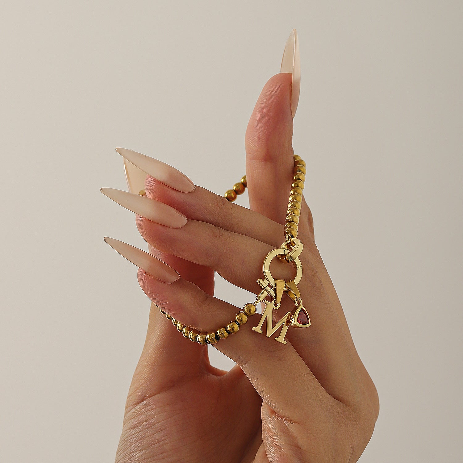 Initial Birthstone w/ Bead Bracelet | Bracelets by DORADO