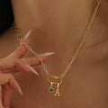 Initial Birthstone w/ Paper Clip Chain | Necklaces by DORADO