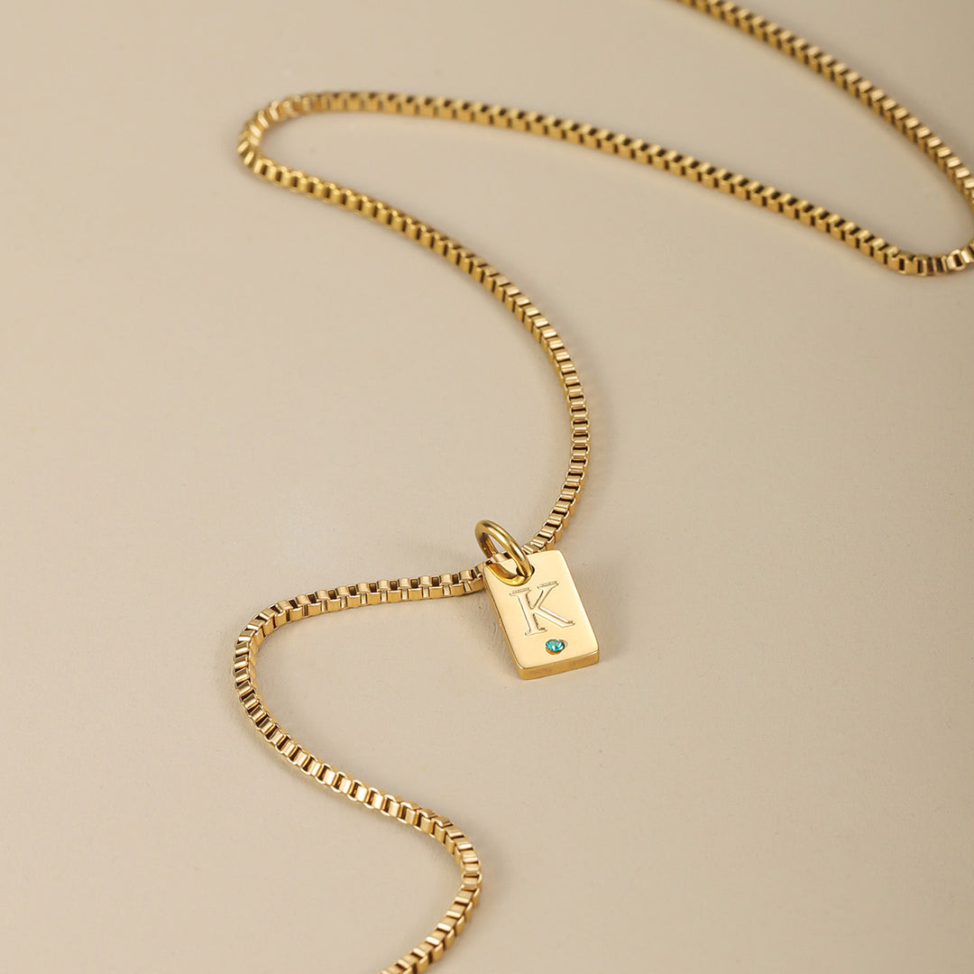 Initial Engraved Birthstone Necklace | DORADO