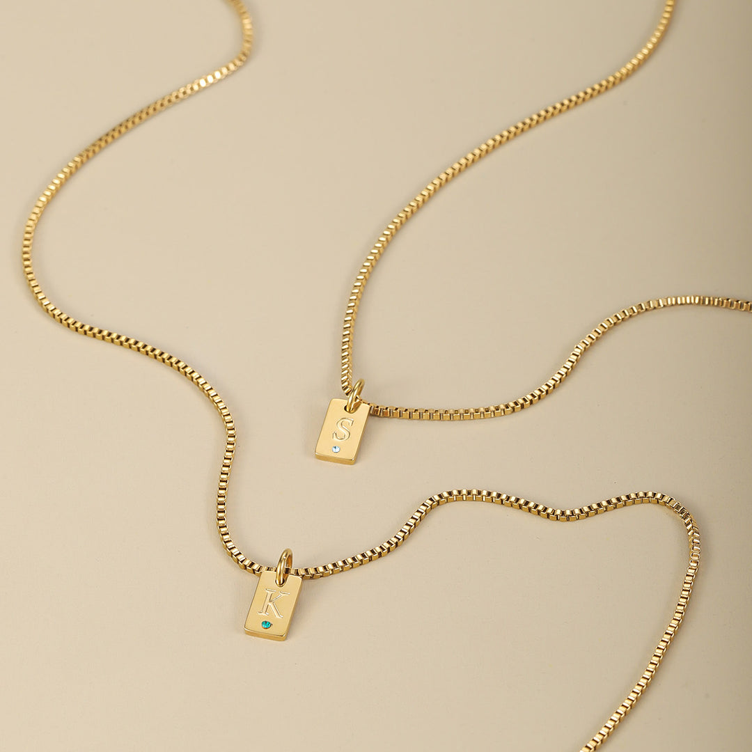 Initial Engraved Birthstone Necklace | DORADO