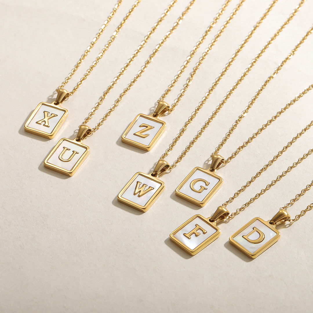 Pearl Initial Tag Necklace | Necklaces by DORADO