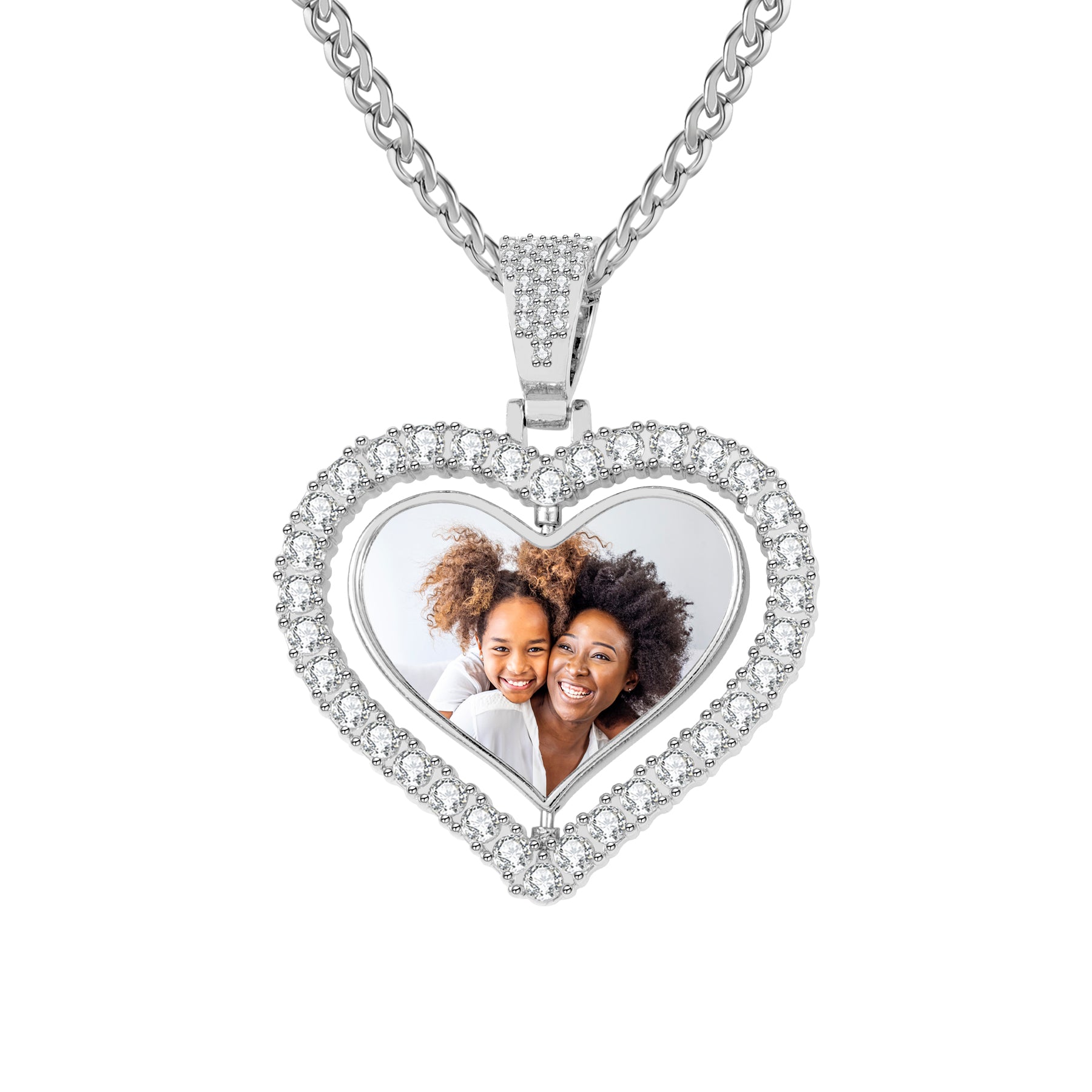 Iced Heart Spinning Photo Pendant | Necklaces by DORADO