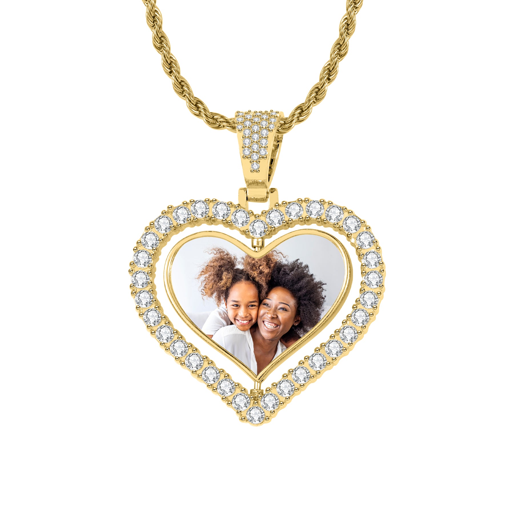 Iced Heart Spinning Photo Pendant | Necklaces by DORADO