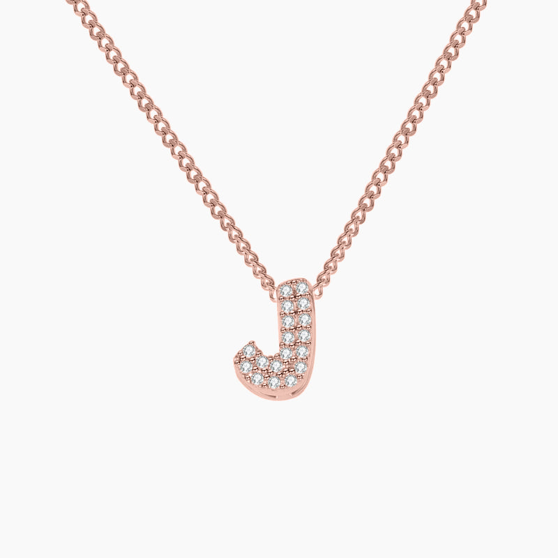 Iced Bubble Initial Necklace w/ Cuban Chain