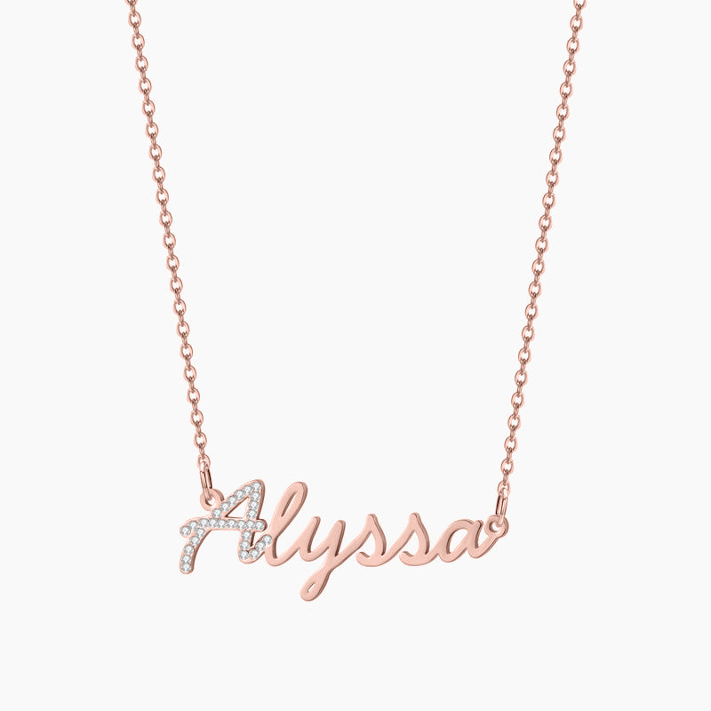 Iced Letter Script Name Necklace