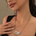 Double Plated Hearts Name Necklace w/ Figaro Chain | Necklaces by DORADO