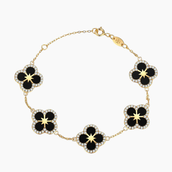 Iced Black Ventura Clover Bracelet | Bracelets by DORADO