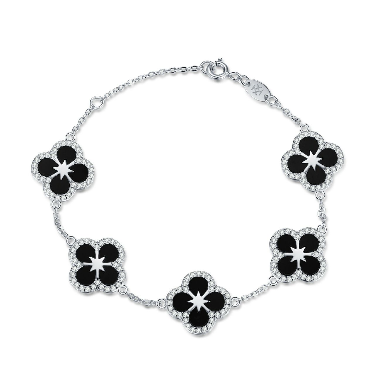 Iced Black Ventura Clover Bracelet | Bracelets by DORADO