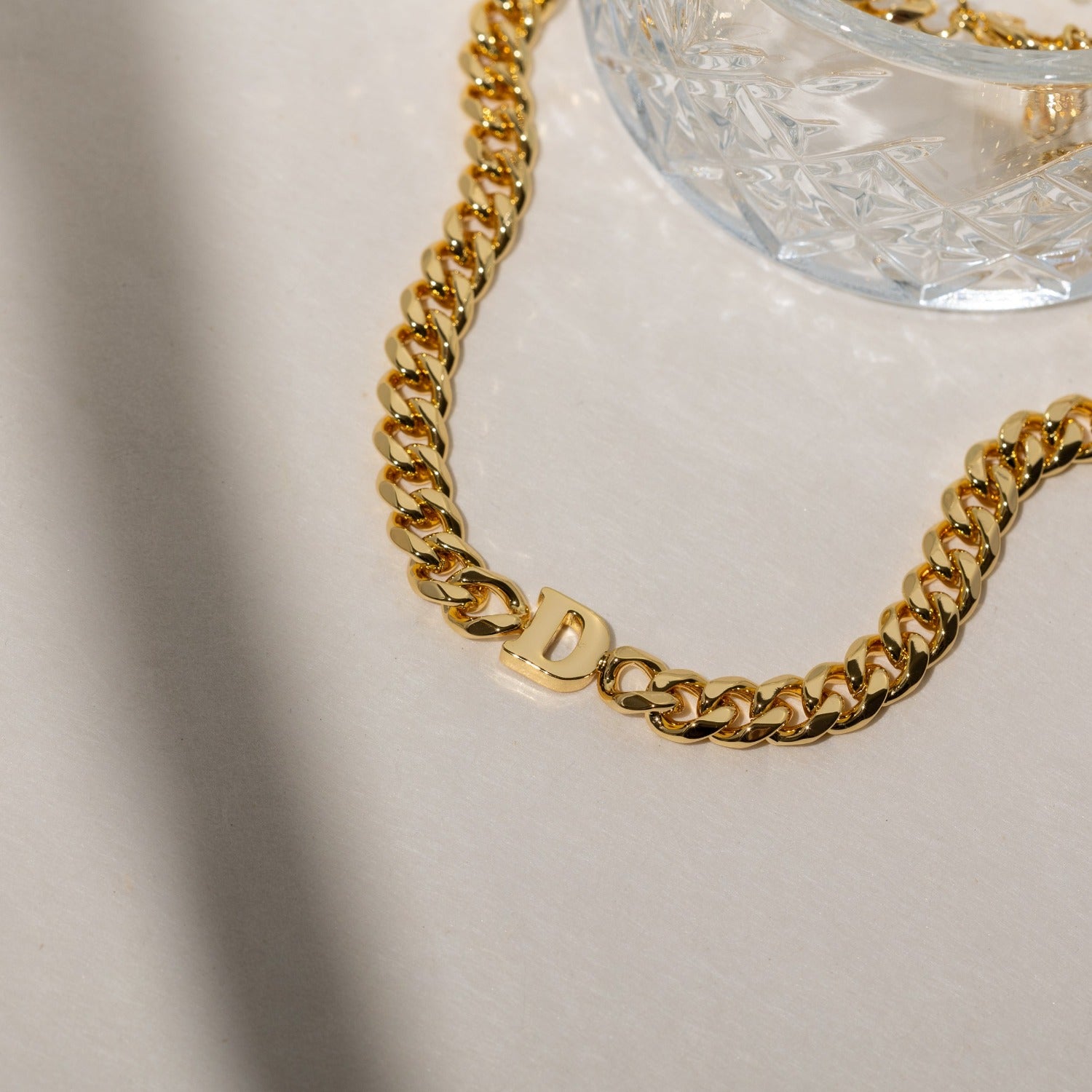 Initials Choker w/ XL Cuban Chain | Necklaces by DORADO