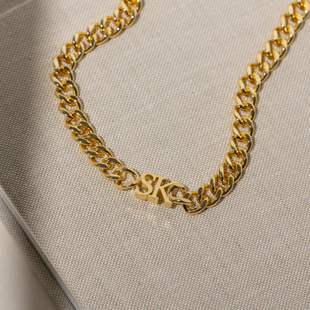 Initials Choker w/ XL Cuban Chain | Necklaces by DORADO