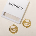 Heart Outline Bamboo Name Hoop Earrings | Earrings by DORADO