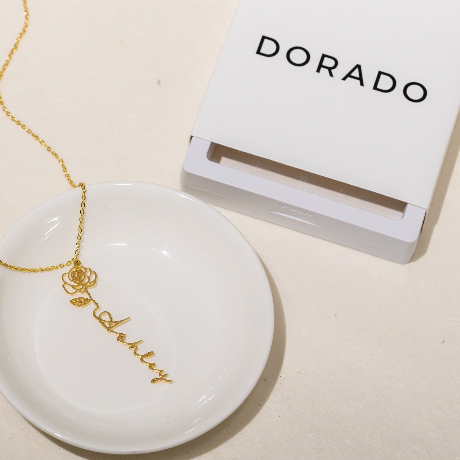 Birth Flower Name Necklace | Necklaces by DORADO