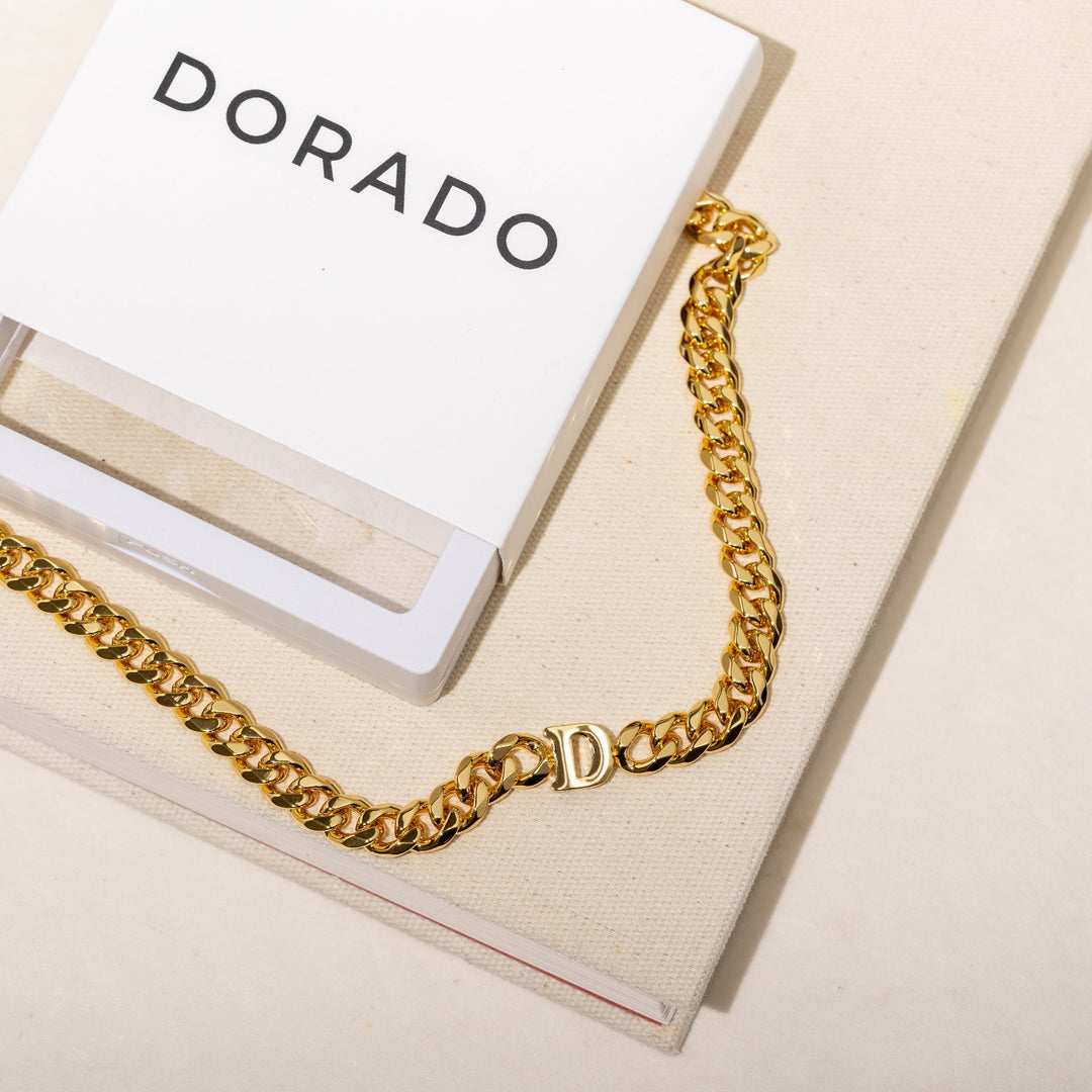 Letter Choker w/ XL Cuban Chain | Necklaces by DORADO