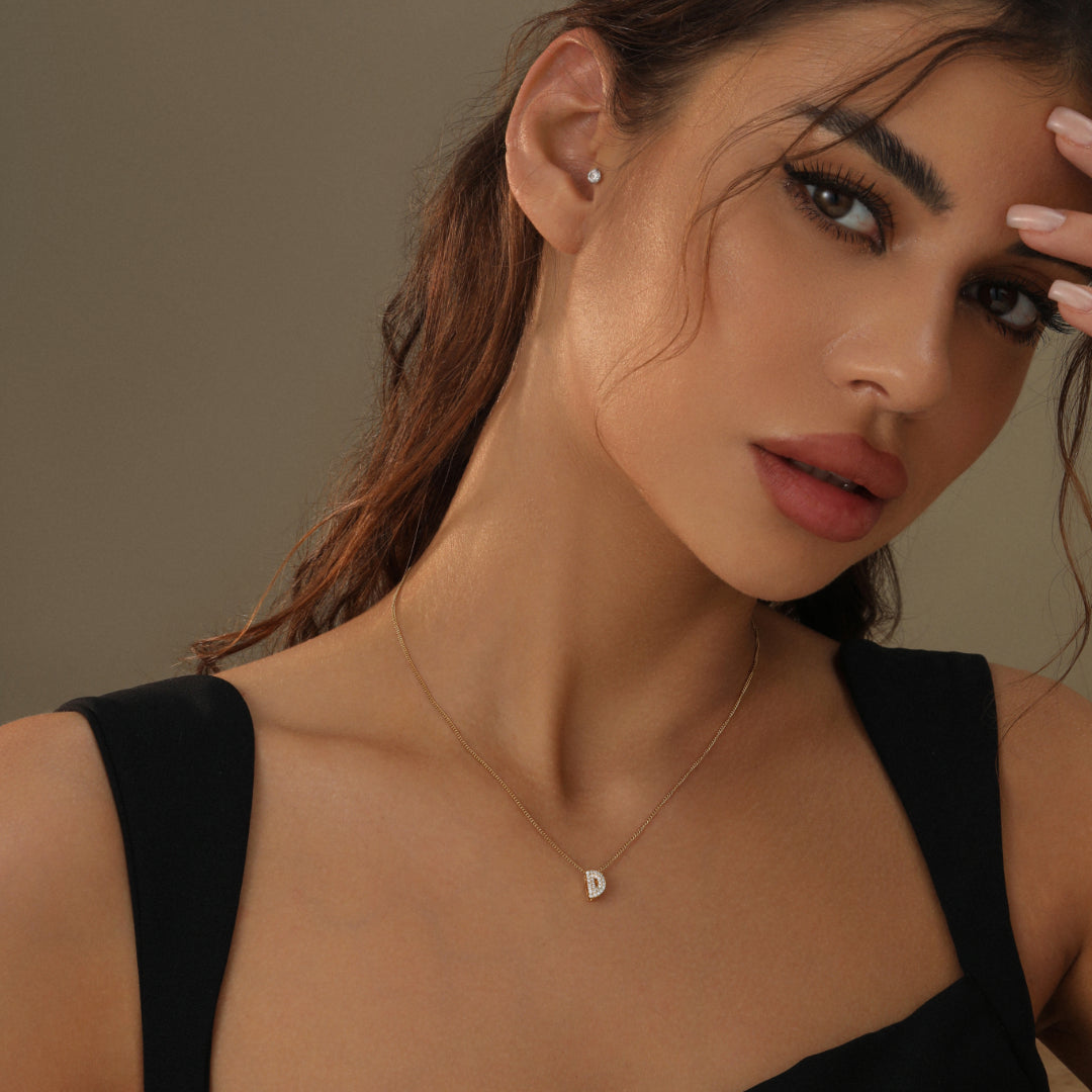 Iced Bubble Initial Necklace w/ Cuban Chain | Necklaces by DORADO