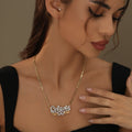 Double Plated Double Heart Name Necklace w/ Clip Chain | Necklaces by DORADO