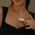 Double Plated Heart Title Name Necklace w/ Figaro Chain | Necklaces by DORADO