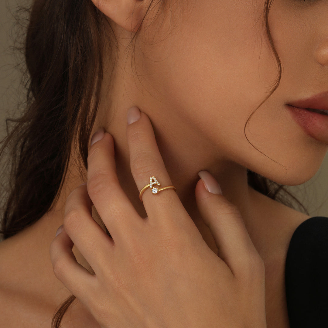 Iced Initial Ring | Ring by DORADO