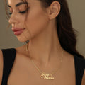 Double Heart Name Necklace w/ Cuban Chain | Necklaces by DORADO