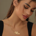 Double Heart Name Necklace w/ Cuban Chain | Necklaces by DORADO