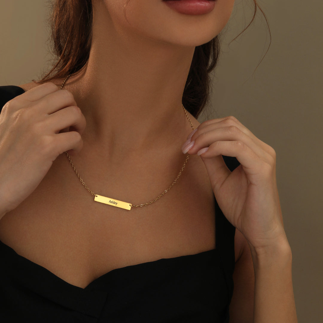 Engraved Bar Necklace | Necklaces by DORADO