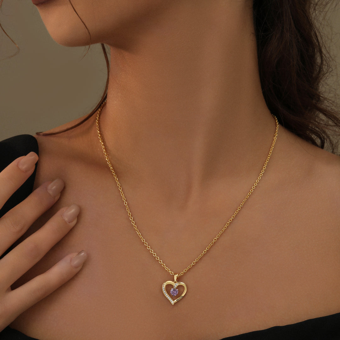 Birthstone Heart Shape Necklace | Necklaces by DORADO