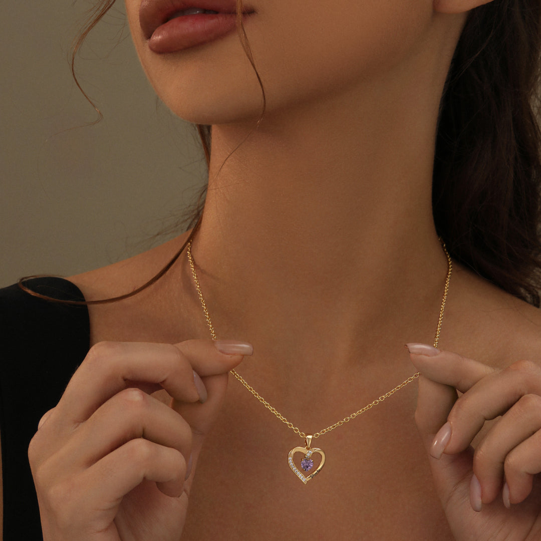 Birthstone Heart Shape Necklace | Necklaces by DORADO