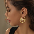 Heart Outline Bamboo Name Hoop Earrings | Earrings by DORADO