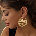 Heart Outline Bamboo Name Hoop Earrings | Earrings by DORADO