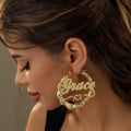 Heart Outline Bamboo Name Hoop Earrings | Earrings by DORADO