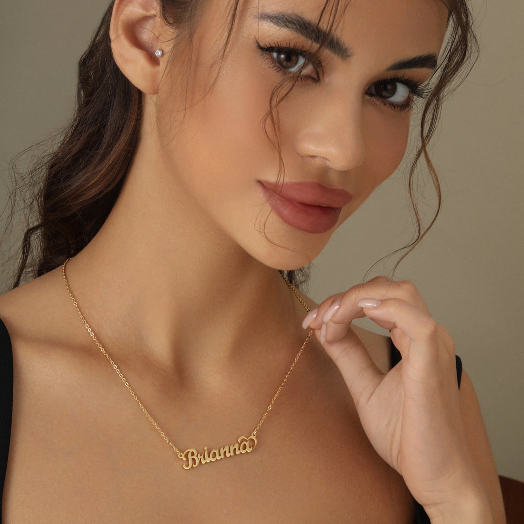 Crescent Heart Name Necklace | Necklaces by DORADO