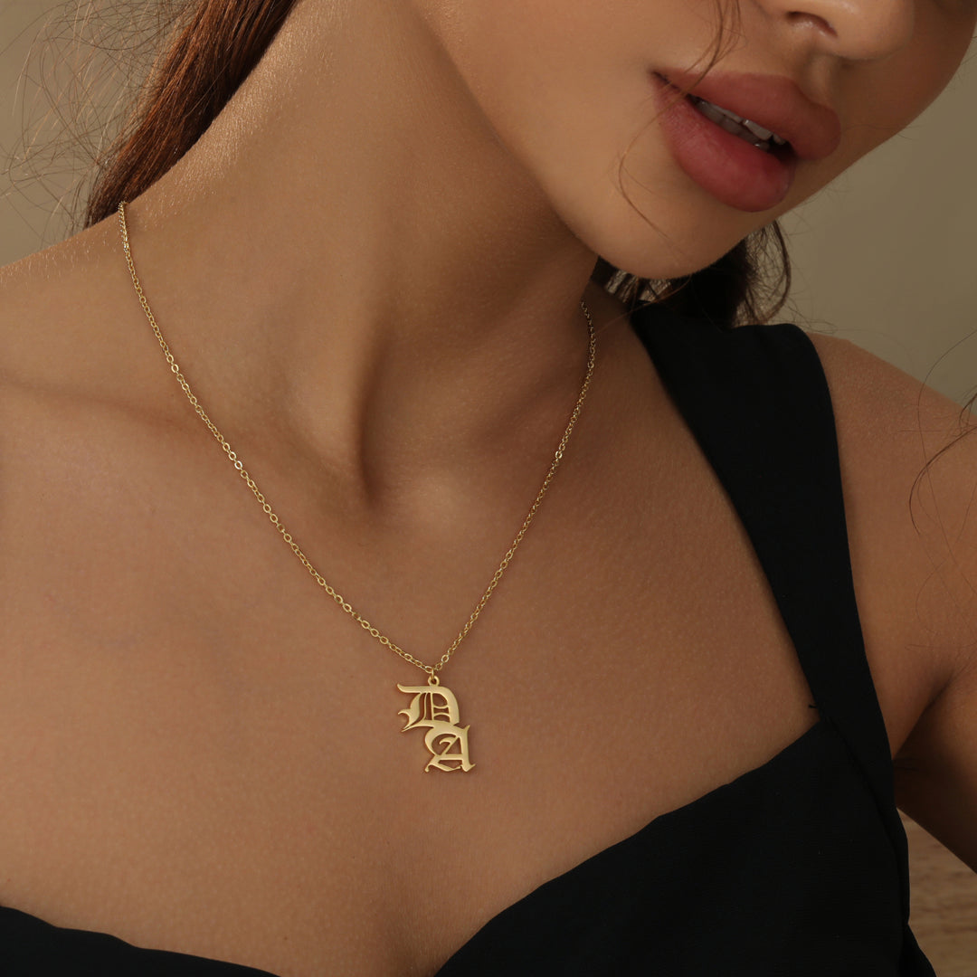 Gothic Two Letter Necklace | Necklaces by DORADO