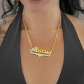 Double Plated Script Name Necklace w/ Figaro Chain | Dorado Fashion