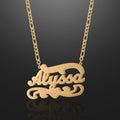 Double Plated Name Heart Necklace w/ Figaro Chain | Dorado Fashion