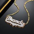 Double Plated Pop Out Heart Name Necklace w/ Figaro Chain | Dorado Fashion