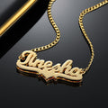 Double Plated Heart Name Necklace w/ Cuban Chain | Dorado Fashion