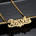 Double Plated Heart Name Necklace w/ Cuban Chain | Dorado Fashion